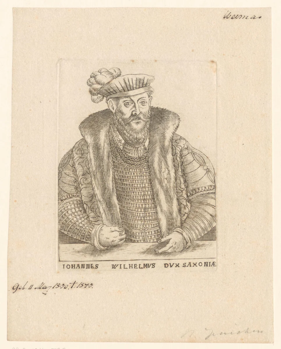 Portret van Johann Wilhelm Sachsen-Weimar by anonymous, print, 1563-1642