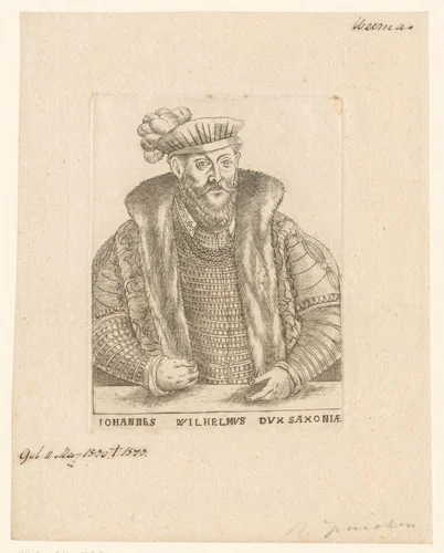 Portret van Johann Wilhelm Sachsen-Weimar by anonymous, print, 1563-1642