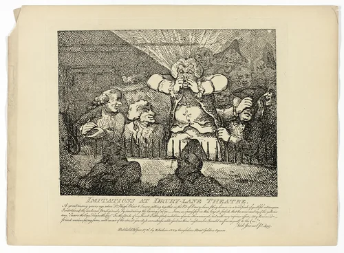 Imitations and Drury-Lane Theatre, from Boswell's Tour of the Hebrides by Thomas Rowlandson, print, 1786