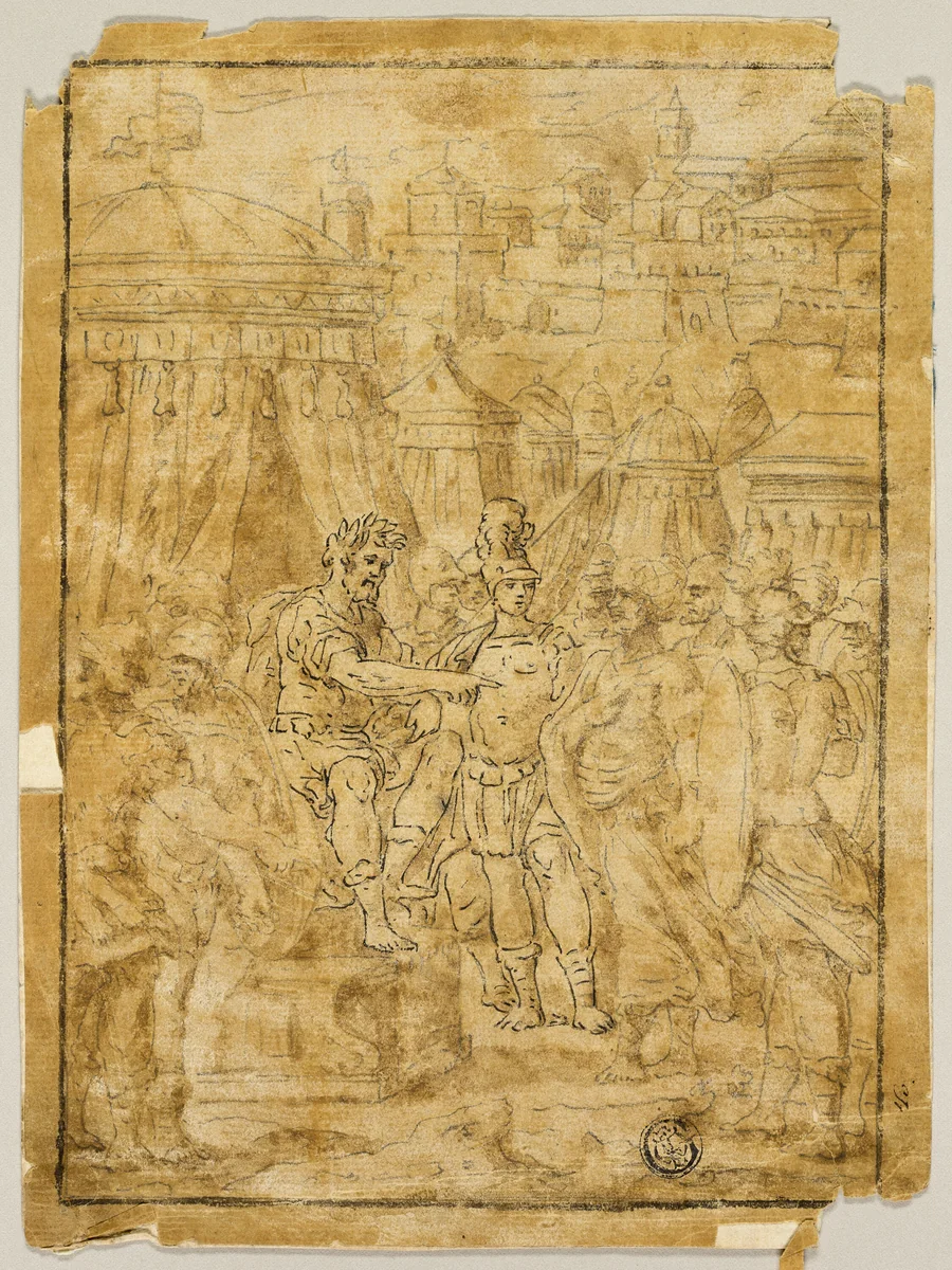 Illustration to Scene from the Liberation of Jerusalem (Gerusalemme Liberata) by Bernardo Castello, drawing, 1585-1590