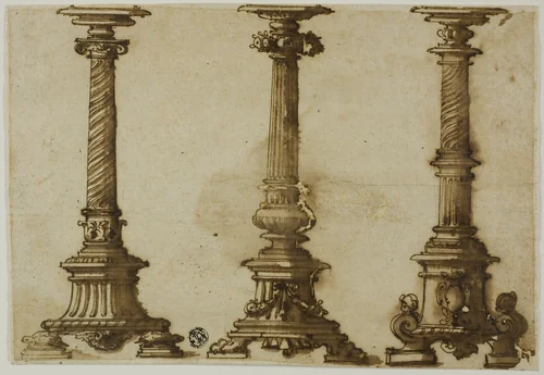 Three Candelabra by Giovanni Battista Montano, drawing, 1534-1621