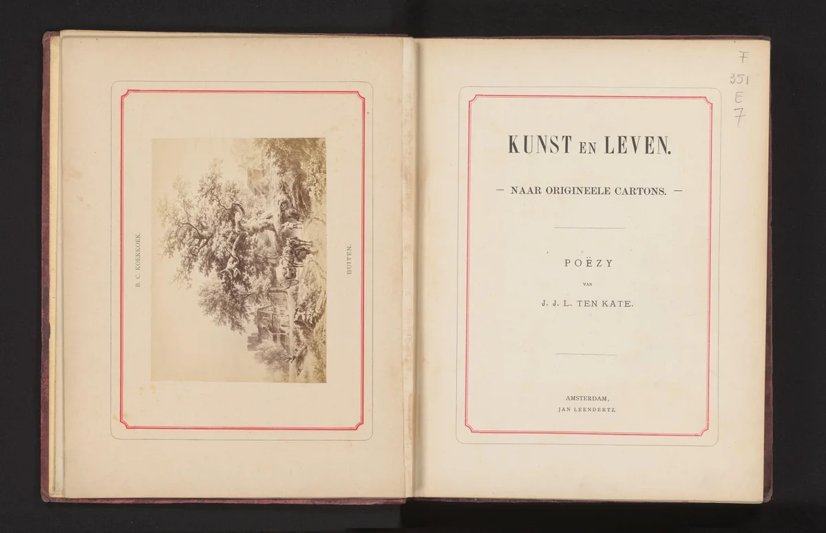 Fotoreproductie van een schilderij, voorstellende een landweg met een paardenkar by anonymous, photograph, 1868-1878