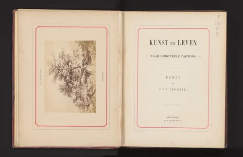 Fotoreproductie van een schilderij, voorstellende een landweg met een paardenkar by anonymous, photograph, 1868-1878