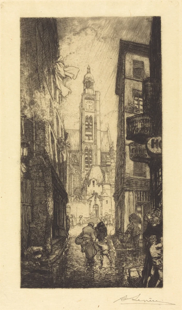 Rue de la Montagne-Sainte-Genevieve, Paris by Auguste Lepère, print, 1906