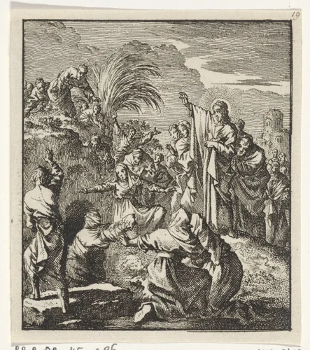 Opwekking van Lazarus by Jan Luyken, print, 1706