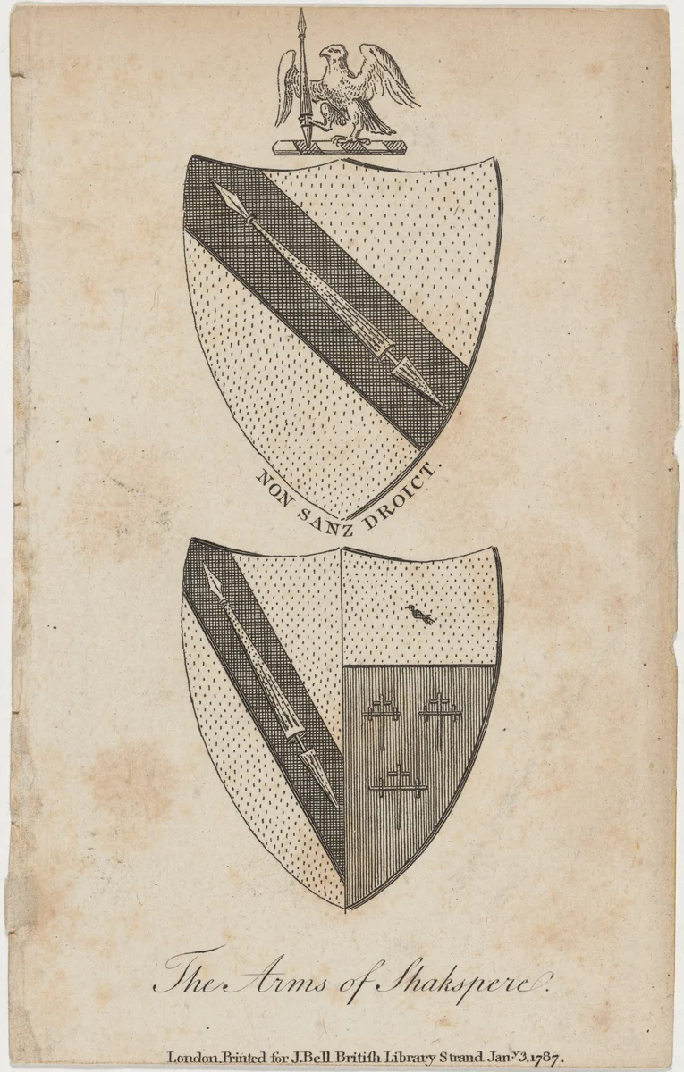 Coat of Arms of Shakespeare by Unknown 19th Century, print, 1800-1899