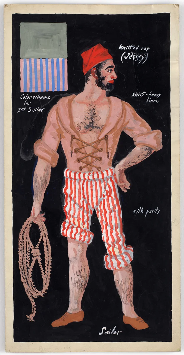 Sailor. Costume design for the ballet Pocahontas by Karl Free, drawing, 1936