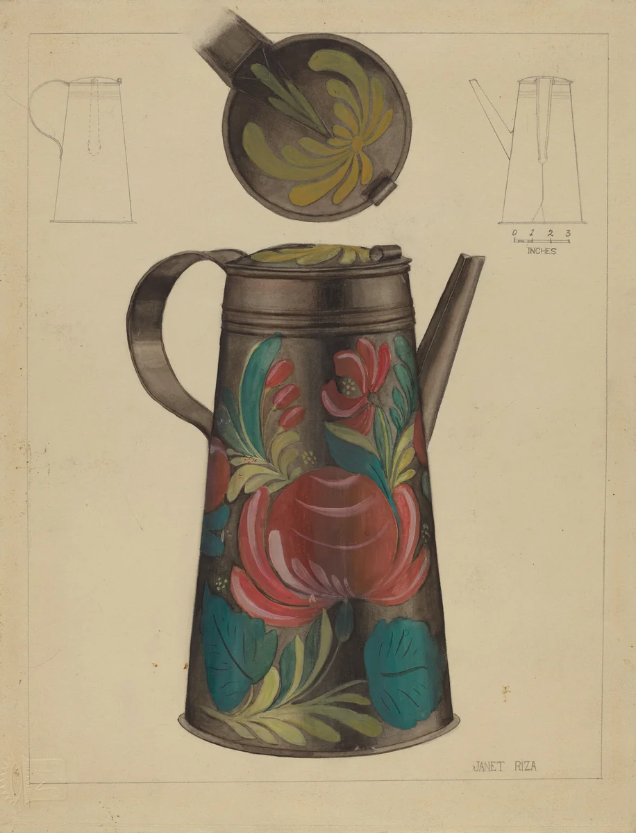 Chocolate Pot by Janet Riza, index of american design, 1936