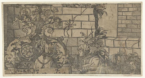 Bathseba en een dienaar van David by anonymous, print, 1520-1540