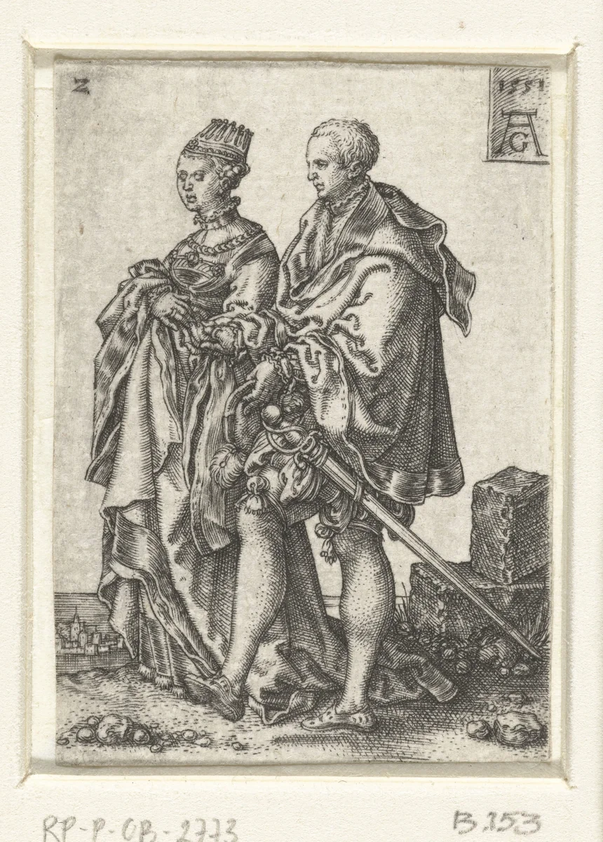 Dansend paar by Unknown, print, 1551
