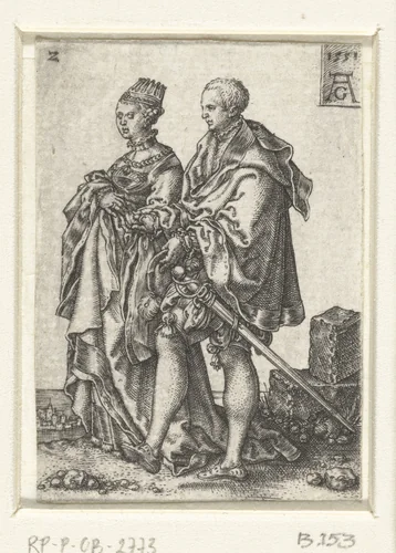 Dansend paar by Unknown, print, 1551