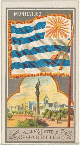 Montevideo, from the City Flags series (N6) for Allen & Ginter Cigarettes Brands by Allen & Ginter, print, 1887