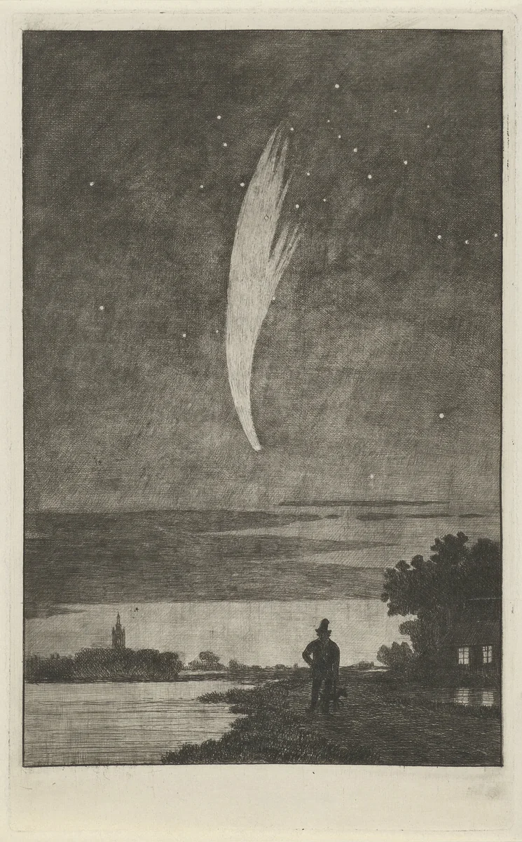 De komeet van Donati, 1858 by Cornelis van der Griendt, print, 1858