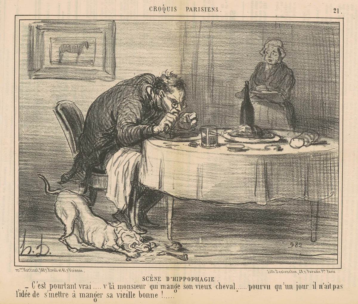 Scène d'Hippophagie by Honoré Daumier, print, 1857