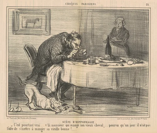 Scène d'Hippophagie by Honoré Daumier, print, 1857