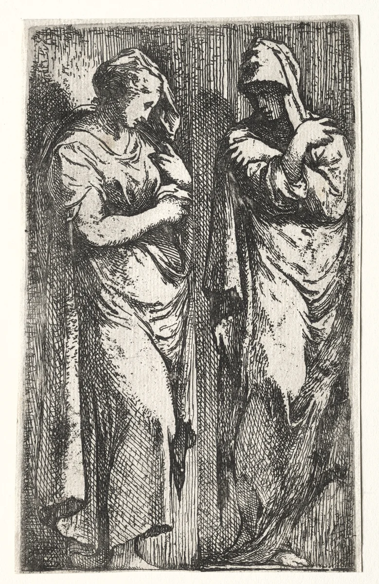 Two Roman Women by Francesco Primaticcio, print, 1530-1570