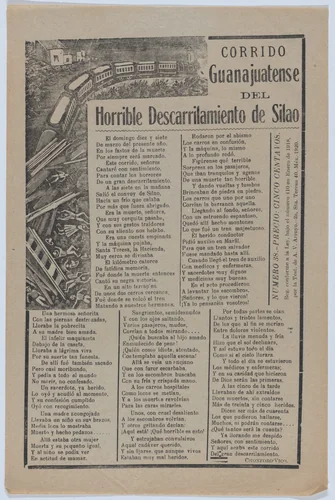 Broadsheet relating to a train accident in Guanajuatense and the many fatalities by José Guadalupe Posada, print, 1920