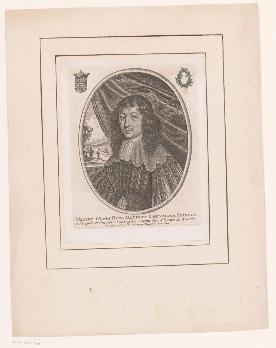 Portret van Henri Coiffier de Ruzé by anonymous, print, 1645-1668
