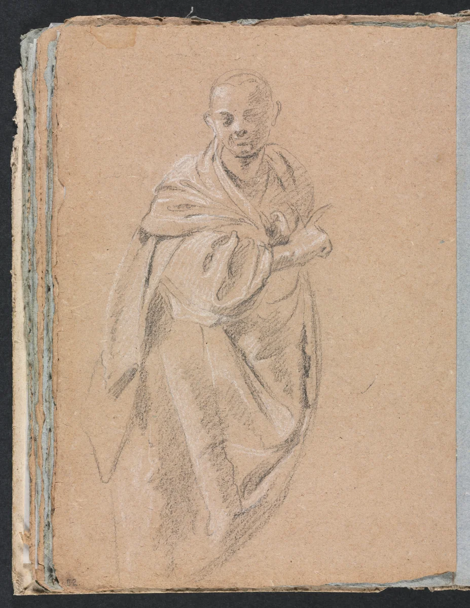 Verona Sketchbook: Standing monk (page 52) by Francesco Lorenzi, book, 1760
