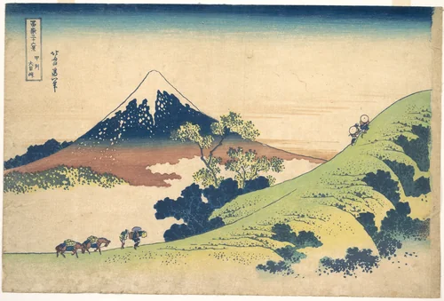 The Inume Pass in Kai Province (Kōshū Inume tōge), from the series Thirty-six Views of Mount Fuji (Fugaku sanjūrokkei) by Katsushika Hokusai (葛飾 北斎), print, 1820-1842