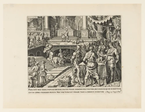 Josiah Celebrating Passover by Claes Jansz Visscher, print, 1564-1646