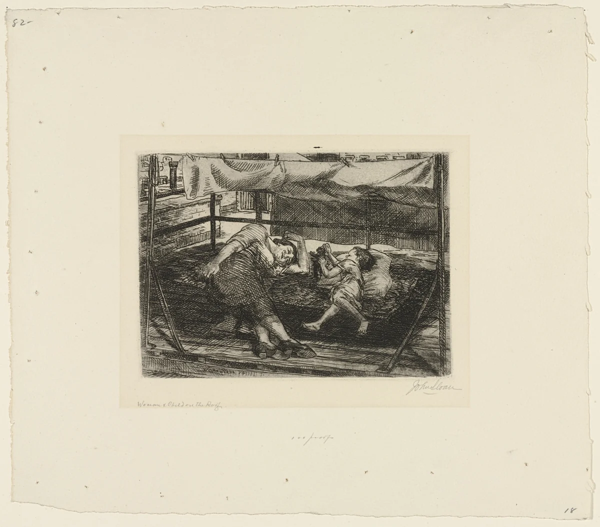 Woman and Child on the Roof by John Sloan, print, 1914
