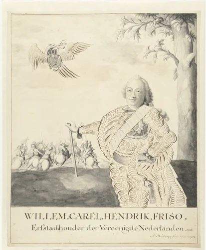 Portret van Willem IV, prins van Oranje-Nassau by A. Buiteweg, drawing, 1754