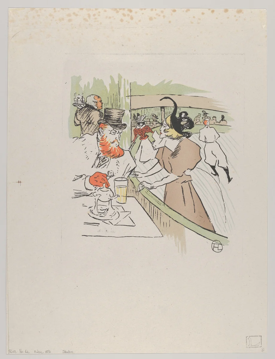 Skating, from Le Rire, No. 62, 11 January 1896 by Henri de Toulouse-Lautrec, print, 1896