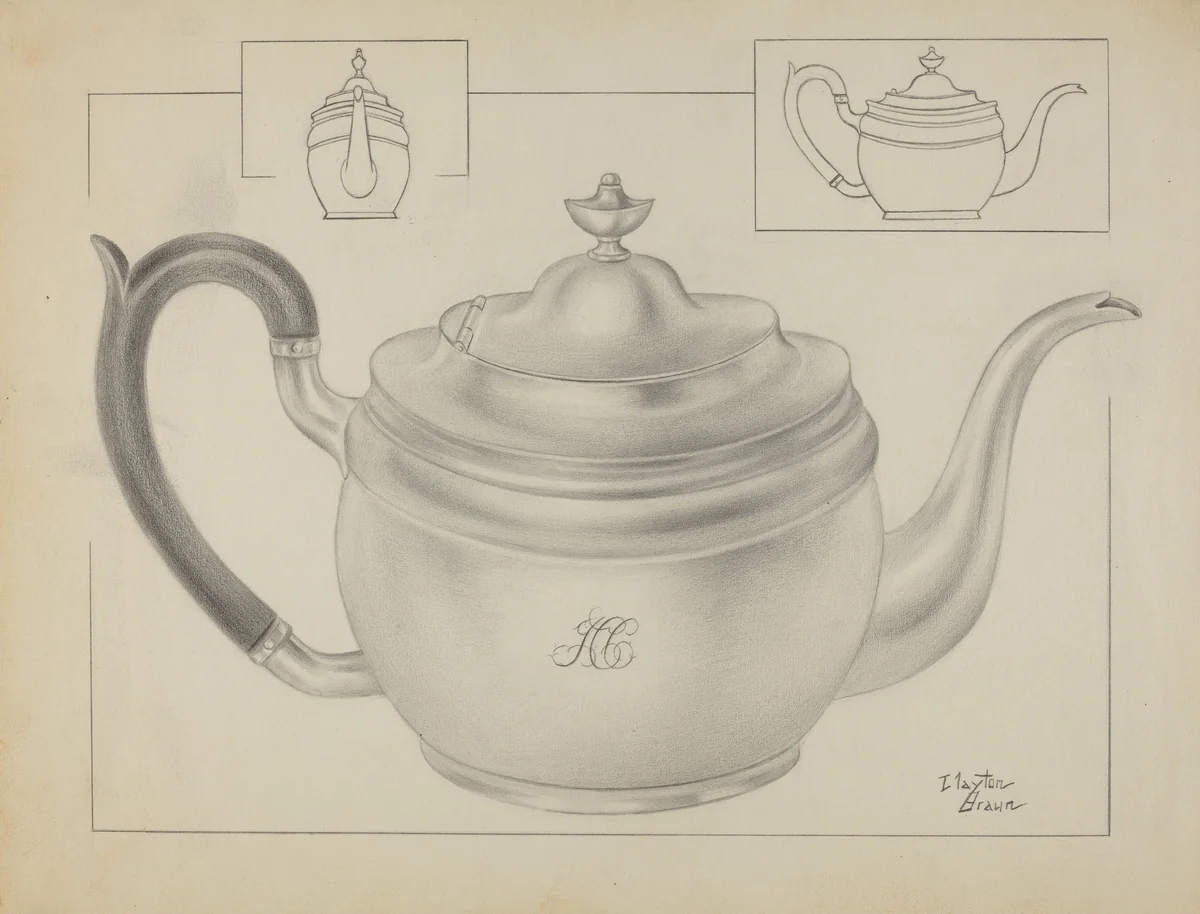 Silver Teapot by Clayton Braun, index of american design, 1936