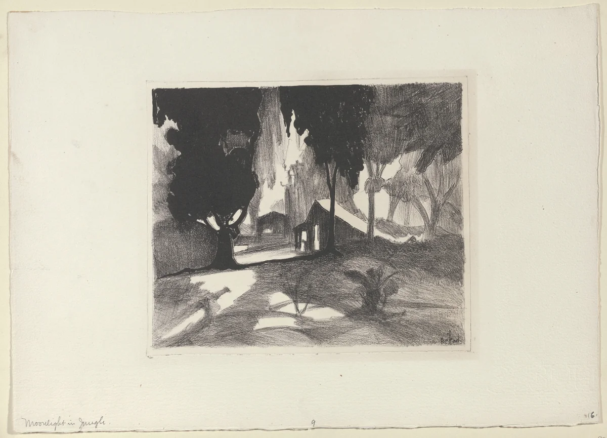 Moonlight in Jungle by George Hart, print, 1924