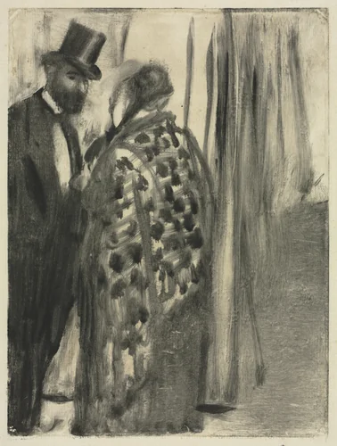 Conversation: Ludovic Halévy and Madame Cardinal (The Conversation) for "La Famille Cardinal" by Ludovic Halévy by Edgar Degas, print, 1880-1883