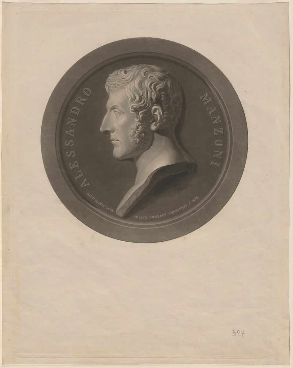 Alessandro Manzoni by Giuseppe Cornienti; Gaetano Monti, print, 1858