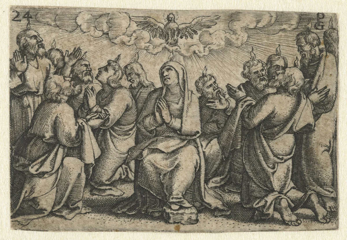 Uitstorting van de Heilige Geest by Unknown, print, 1534-1535