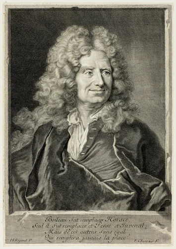 Portrait of Nicolas Boileau Despréaux by François Chereau, print, 1710