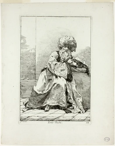 Emir Bachi, plate twelve from Caravanne du Sultan à la Mecque by Joseph-Marie Vien, print, 1748