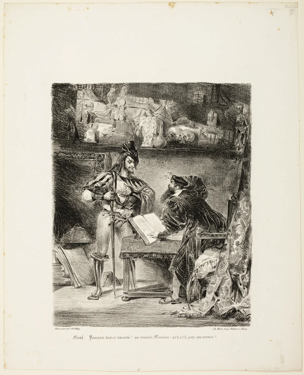Mephistopheles Appearing to Faust by Eugène Delacroix, print, 1828