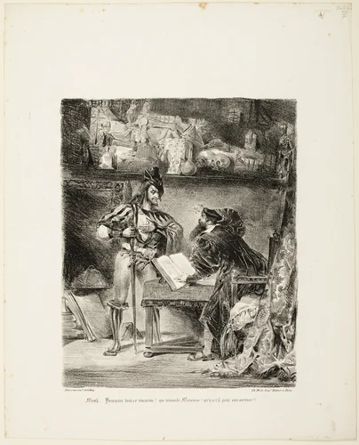 Mephistopheles Appearing to Faust by Eugène Delacroix, print, 1828