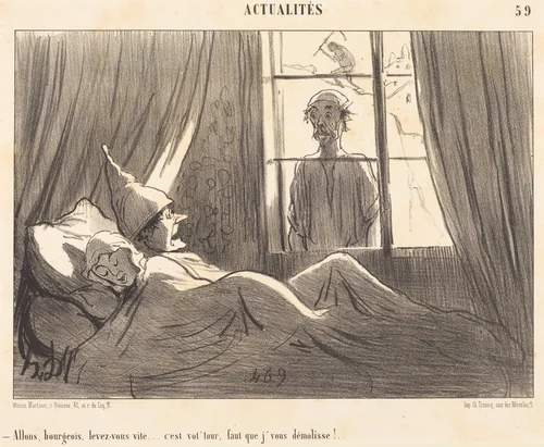 Allons bourgeois, levez-vous vite... by Honoré Daumier, print, 1852