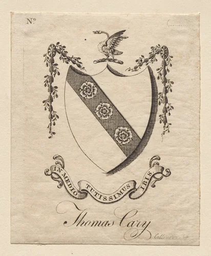 Bookplate: Coat of Arms with Thomas Cary inscribed below by Joseph Callender, print