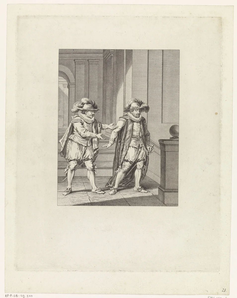 Oranje wijst verontwaardigd de voorstellen van de Spaanse gezant af, ca. 1580 by Theodoor Koning, print, 1788
