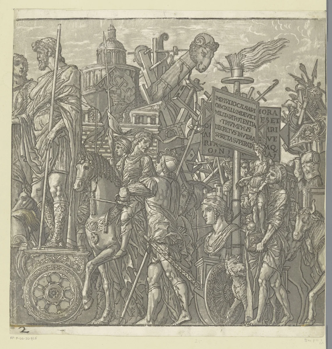 Triomftocht van Julius Caesar by Andrea Andreani, print, 1599