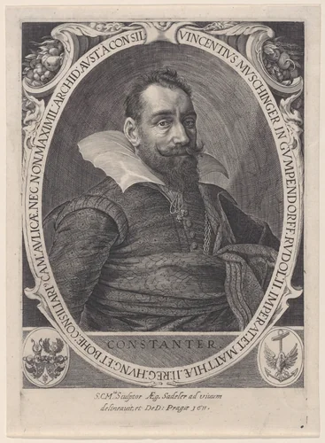 Vincenz Muschinger, Council to Emperor Rudolph II by Aegidius Sadeler II, print, 1611