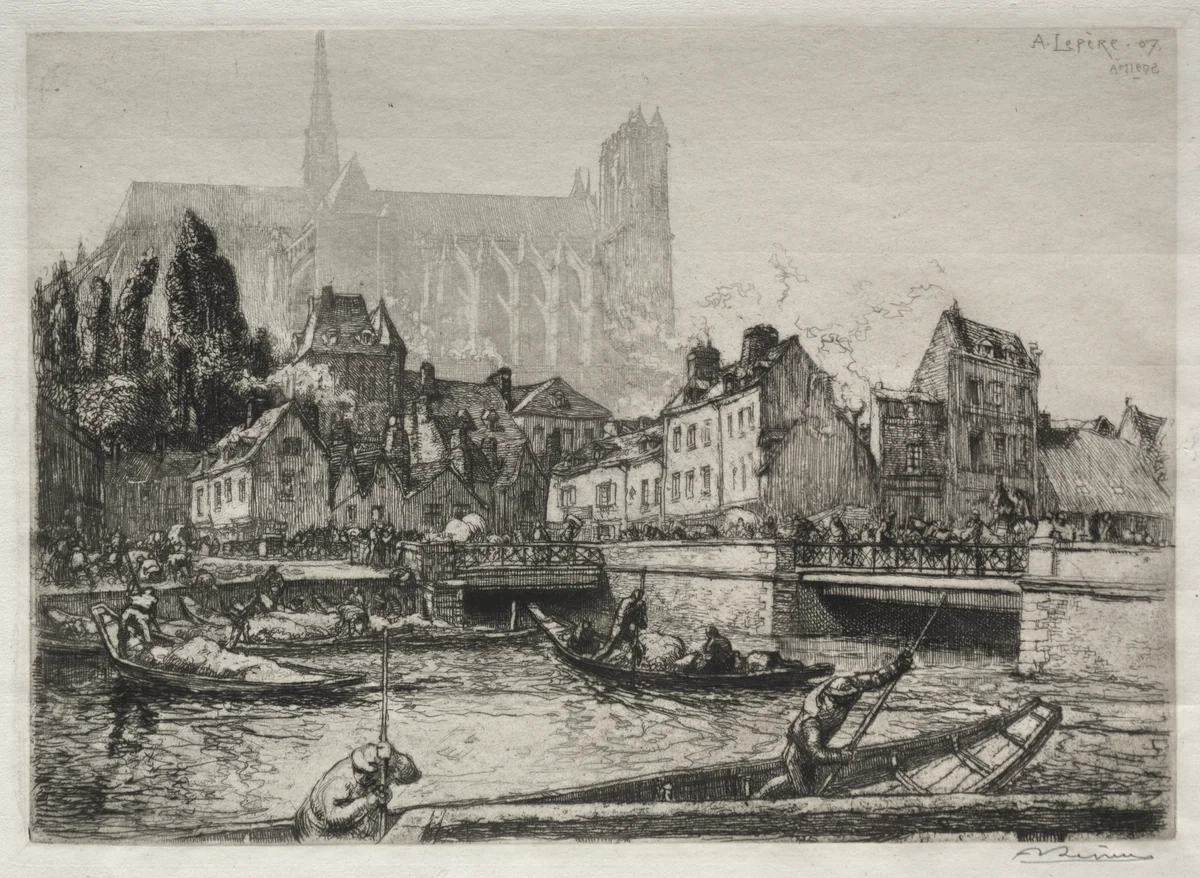 Arrivées des Légumes-Amiens by Auguste Louis Lepère, print, 1907