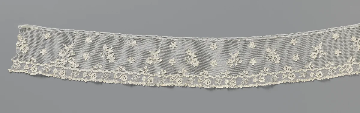 Strook naaldkant met bloemtakken en stervormige bloemen by anonymous, other, 1775-1799