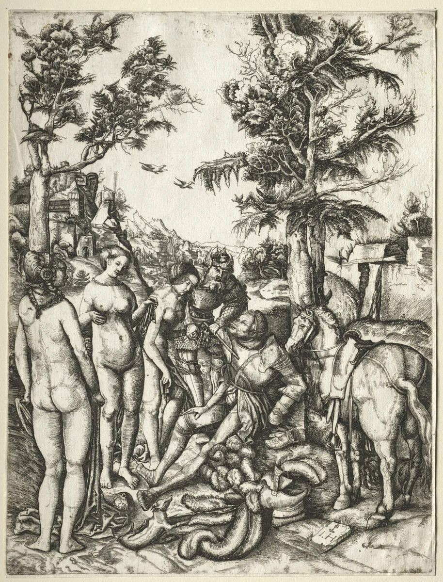Judgment of Paris by Hieronymus Hopfer, print, 1528-1563