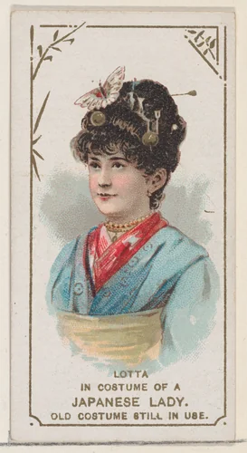 Lotta in the Costume of a Japanese Lady, from the set Actors and Actresses, First Series (N70) for Duke brand cigarettes by W. Duke, Sons & Co., print, 1888-1889