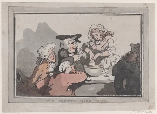 The Pretty Barr Maid by Thomas Rowlandson, print, 1786