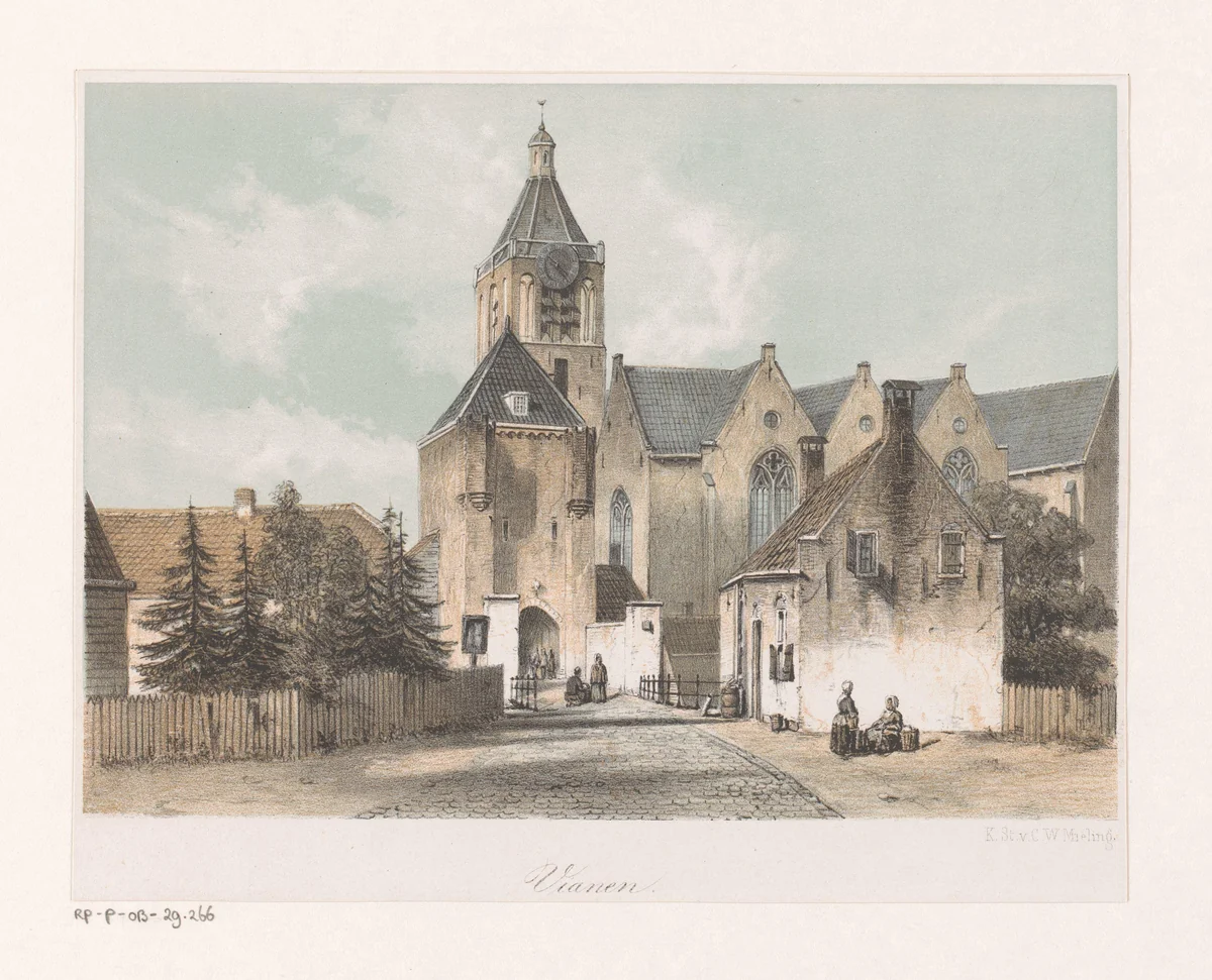 Gezicht op Vianen by anonymous, print, 1863