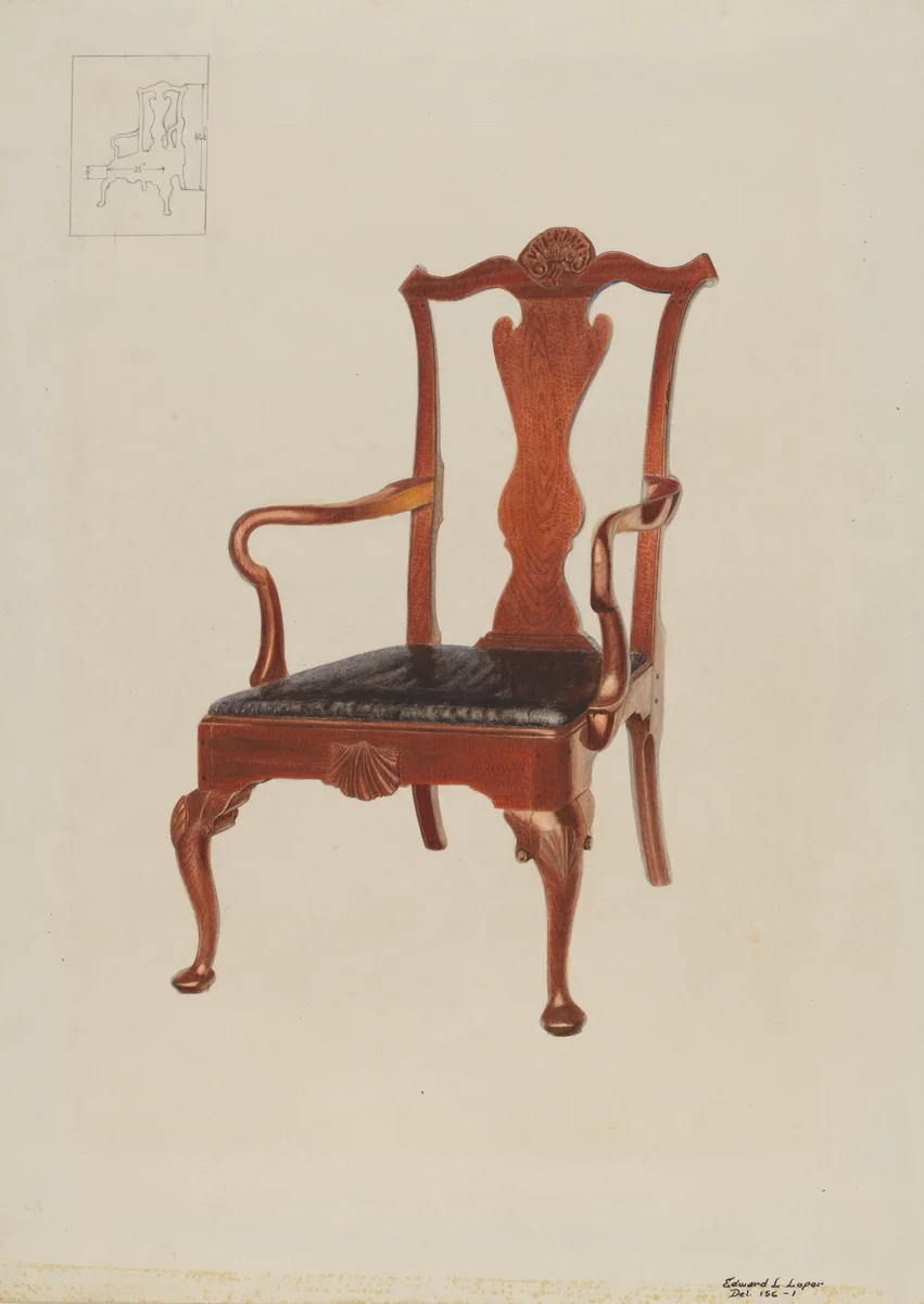 Armchair by Edward L. Loper, index of american design, 1936