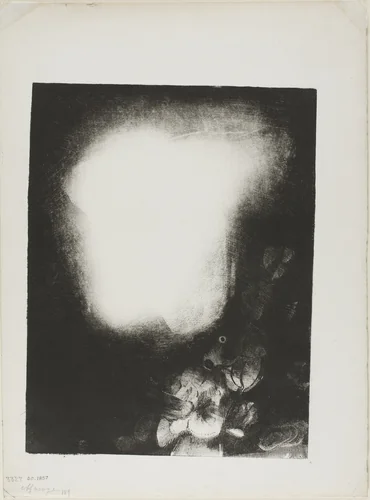 Head of Woman With Corsage of Flowers by Odilon Redon, print, 1900